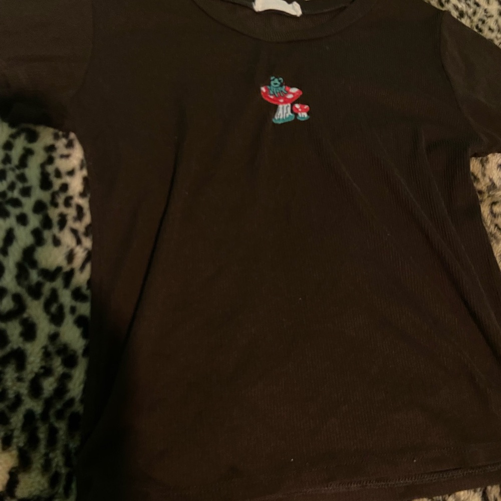Brown T-Shirt with Mushroom Design
